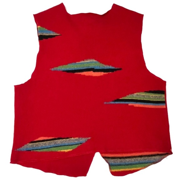 Wool Women’s Cambridge Dry Goods Southwestern Serape Pattern Zip up Vest - Picture 3 of 10